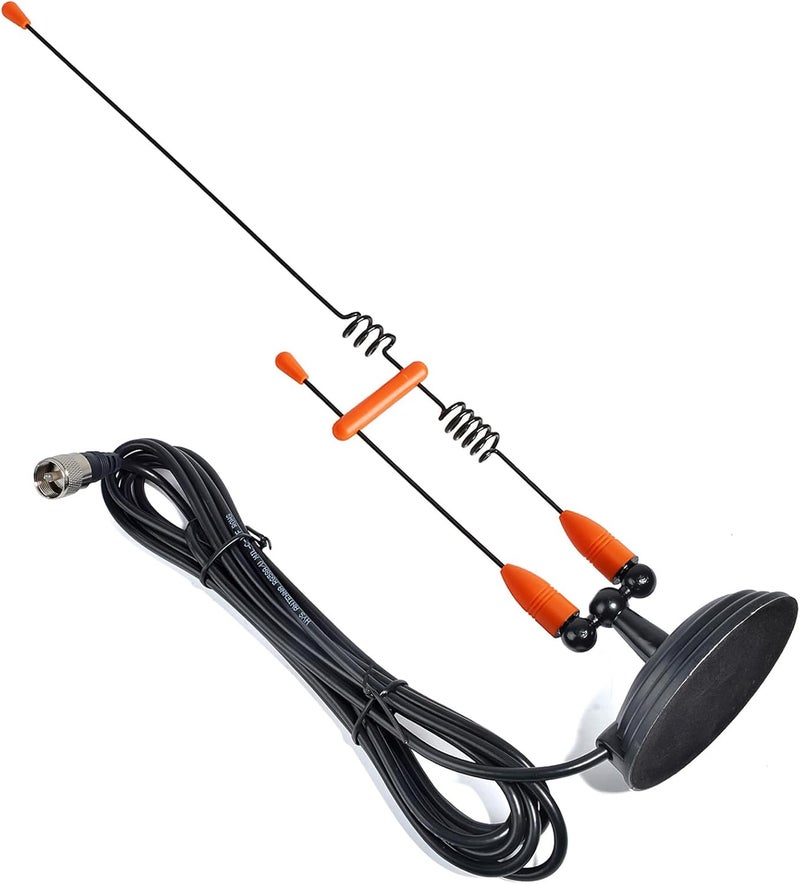 HYS Amateur Antennas Dual-Band VHF 144/UHF 430MHz Magnetic Base Mobile Antenna W/13 ft RG58 Coax Cable UHF-male/PL259 for Motorola Kenwood Midland SO239 Mobile Radios (Orange&Black) - Image 1